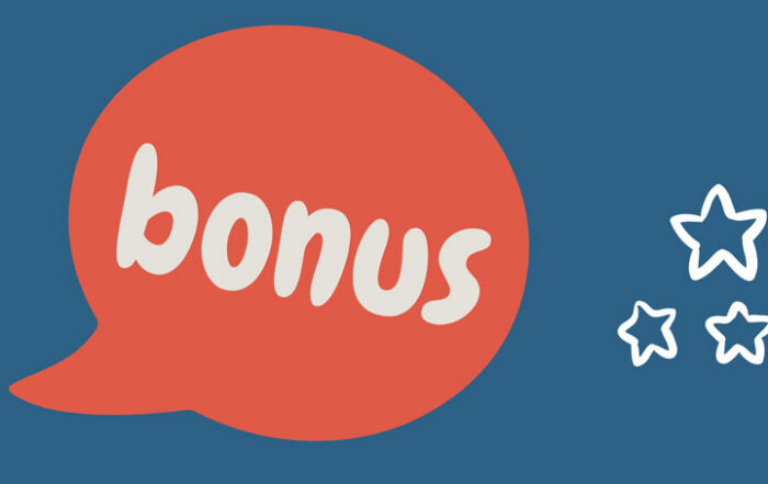 Grafik mit Wort Bonus in Sprechblase