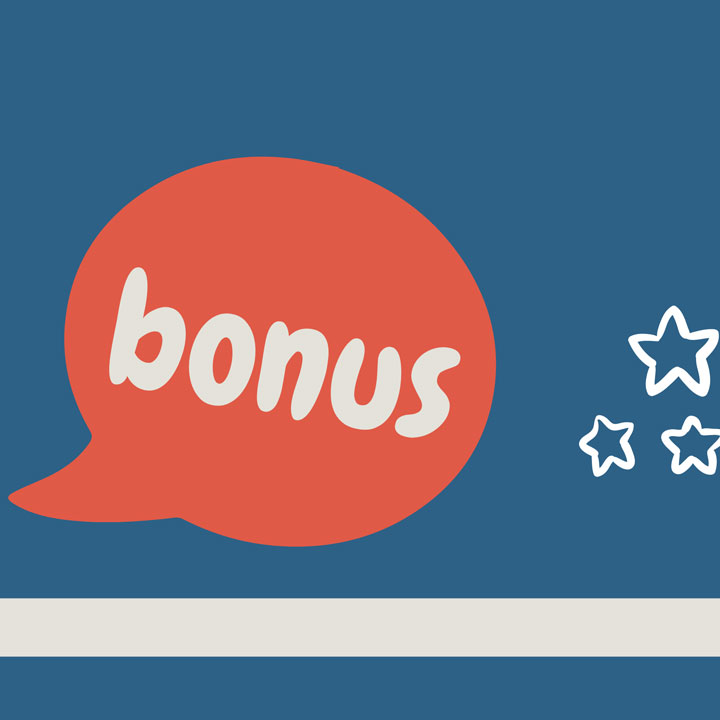 Grafik mit Wort Bonus in Sprechblase